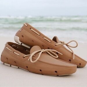 TUCKET Men Classic Loafer Deck Shoes Cognac Vanilla Boat Shoes Slip Resistant